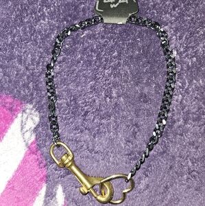 Black and Gold, Heart & Key Chain Necklace